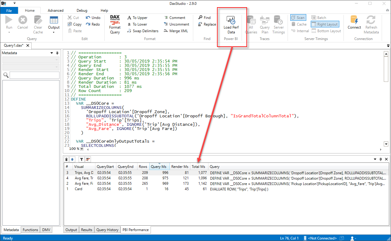 Load Power BI Performance Data | DAX Studio