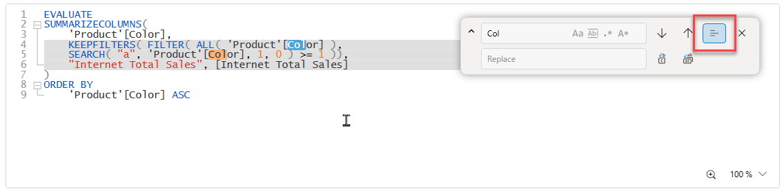 replace in selection